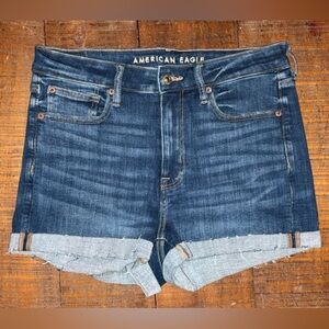 American Eagle Mid Rise Denim Shorts Size 8 Next Level Stretch Cuffed